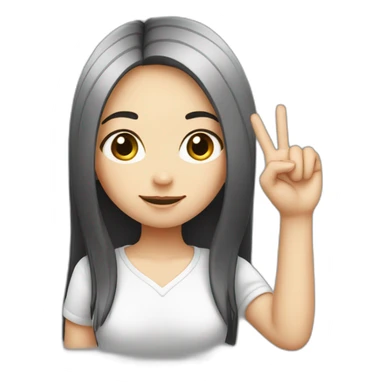 Small white skin black haired girl showing 3 fingers up, 2 closed sticker