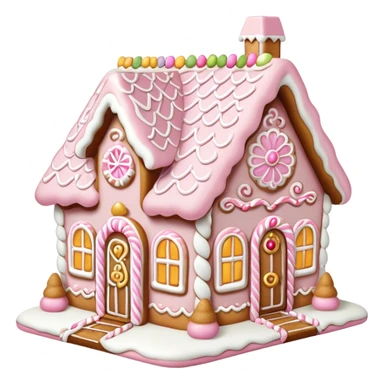 light pink and gold and white gingerbread house sticker