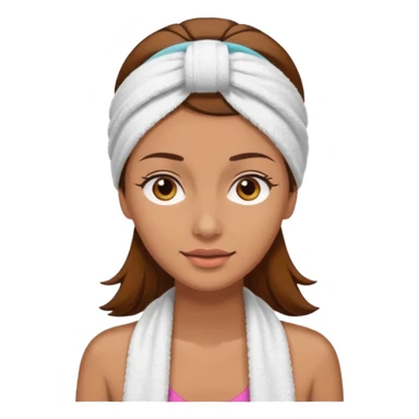 rosto de uma mulher com uma faixa de toalha no cabelo castanho sticker