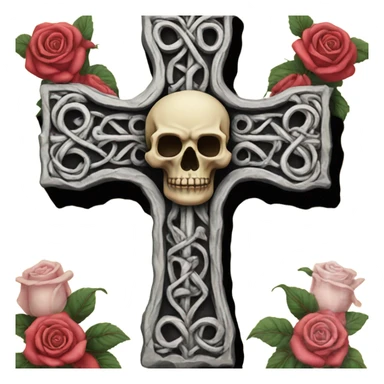 A cross with roses and skull  sticker
