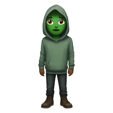 Hooded alian with green skin holding hands with a other person sticker