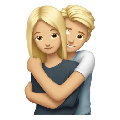 A blonde boy with a girl with blonde highlights hugging sticker