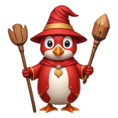 red Penguin Wizard, with youtube logo on the top of his stick sticker