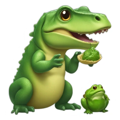 Dinausor eating a frog sticker