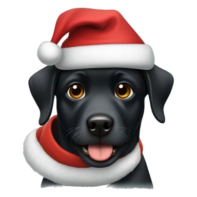 Black dog with santa hat sticker