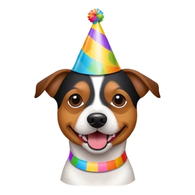 black and brown jack russell terrier with party hat sticker