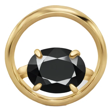 gold ring with black oval diamond sticker