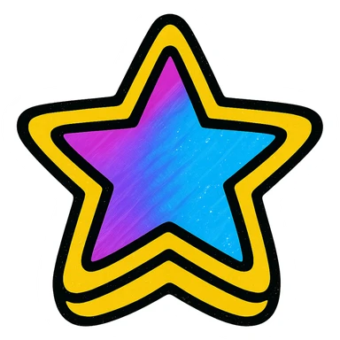 a clean and modern 5-pointed star with a smooth gradient from purple to cyan (rgb(0, 255, 255)) sticker