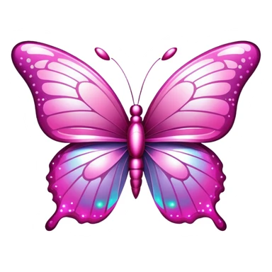 Pink Y2K butterfly with metallic sheen and digital glitter effects sticker