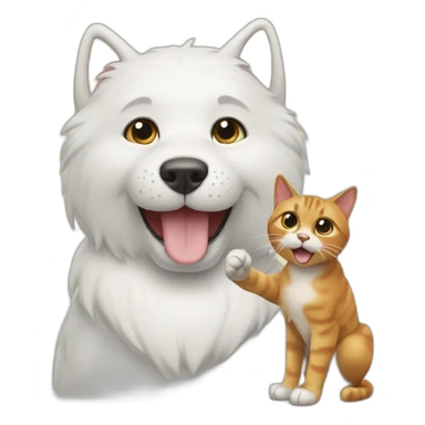 cat saying hi to dog sticker