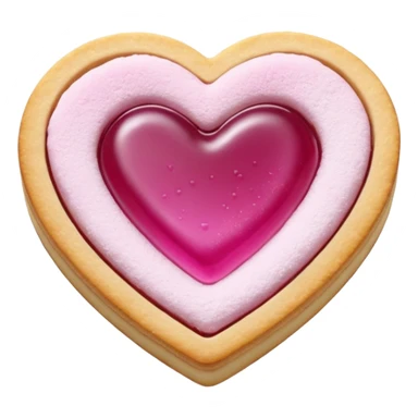 Realistic shortbread cookie in the shape of a heart with light margenta jelly middle filling and sprinkled powder sugar on top. sticker