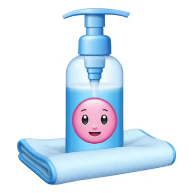 Soap, washcloth and kids shampoo sticker