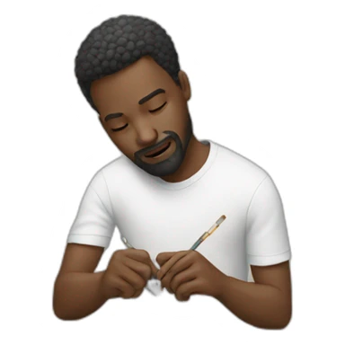 man creating artwork sticker