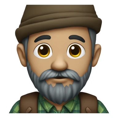 Full-length gnome, almost black beard, brown eyes, young, with a blue woolen hat, brown boots and a green plaid shirt. The body should be cartoonish and not realistic. sticker