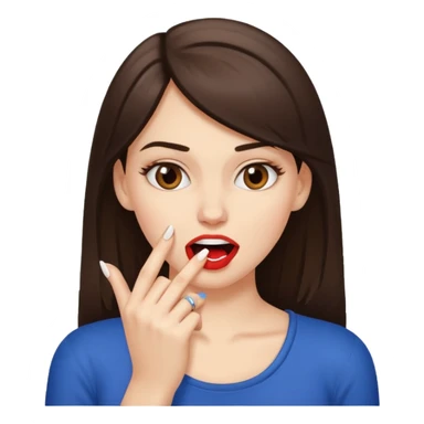 Une fille brune et blanche qui se mord un ongle comme si elle draguait qqn sticker