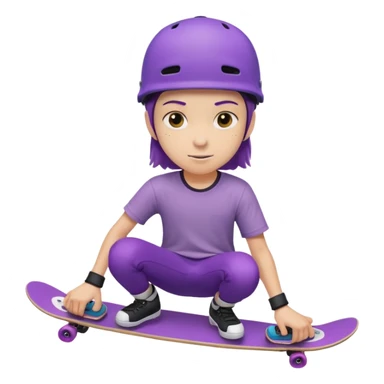 skater with skateboard and purple helmet sticker