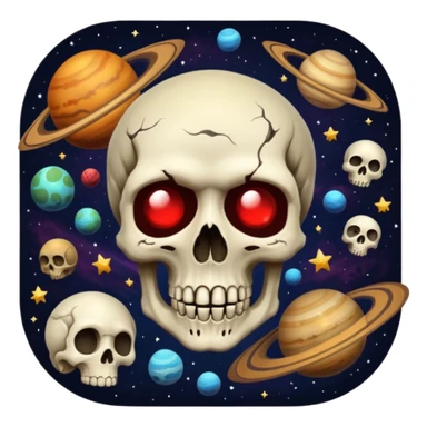 image of deep space, with planets, stars an a galaxy, in the style of your bleeding skull art. With a black background sticker