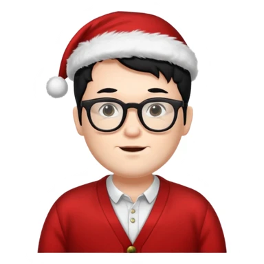 Sexy Santa hipster Santa man with black hair white with black glasses wearing a cardigan  sticker