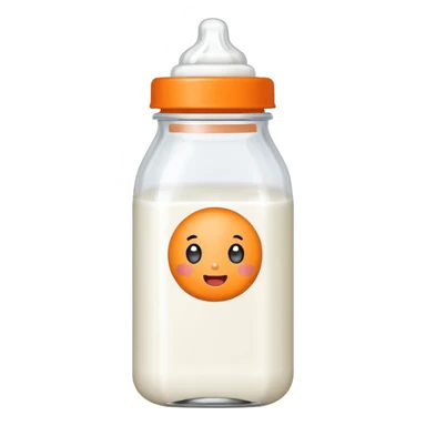 pixel art baby bottle containing milk with orange lid sticker