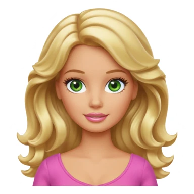 Barbie with blonde wavy hair green eyes and tan skin sticker
