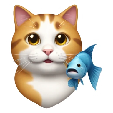 A tricolor cat with a fish. sticker