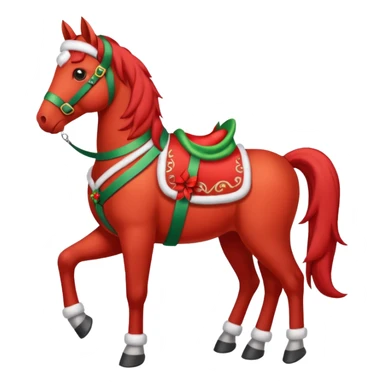 Christmas red horse with a full-length sticker