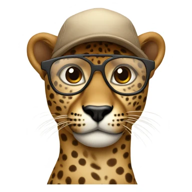 cheeta with brown cap, brown-lens glasses sticker