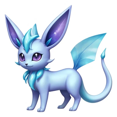 Shiny Cool Sparkly Cute Ethereal Espeon-Glaceon-Vaporeon-Fakemon-hybrid-fusion- full body sticker