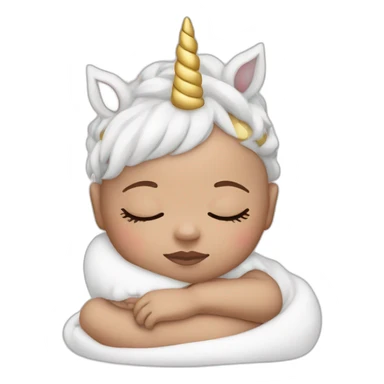Sleeping white Newborn with unicorn headband sticker