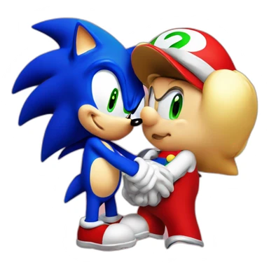 sonic the hedgehog and super mario kissing sticker