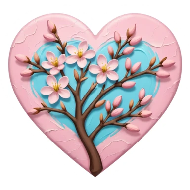 Vangogh almond blossom in a heart sticker