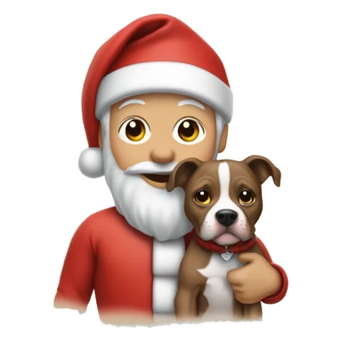 Santa clause holding a pit bull puppy sticker