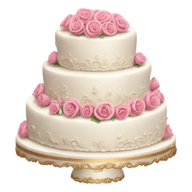 wedding cake very fancy ornate with pink roses realistic  sticker