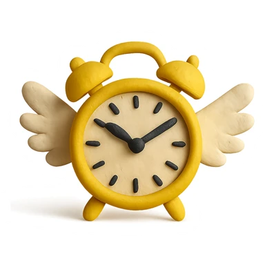 clock with angel wings in claymation style sticker