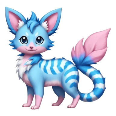 Rare realistic cute adorable epic aesthetic colorful Amaura-Sylveon-Vaporeon-Civet-Genet-species-Fakemon-hybrid-creature, with markings, full body sticker
