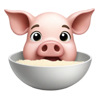 Pig eating white rice bowl sticker