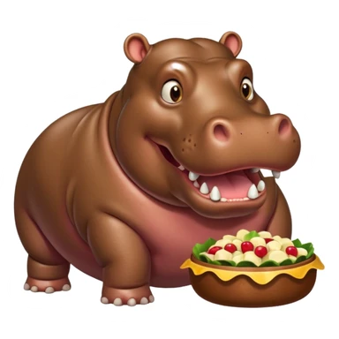hungry hippo with food around it sticker