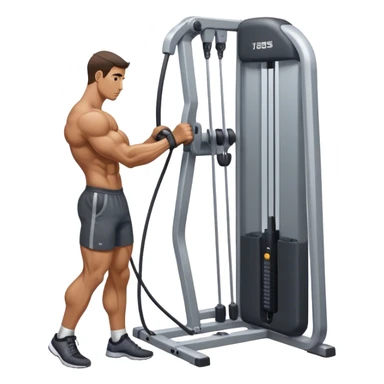 side-view man standing cable-machine tricep-pushdown sticker