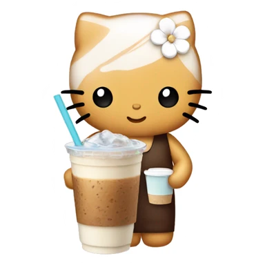 hello kitty holding iced coffee sticker