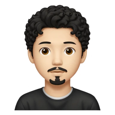 un ragazzo coreano di 18 anni  con il pizzetto capelli ricci e lunghi sciolti  neri  sticker