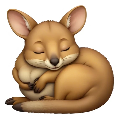 Meme-Worthy Cute Sleeping Wallaby Portrait Emoji, Head resting peacefully with a contented smile, showcasing a compact, agile build and a luxuriously soft tan fur, eyes shut in a serene, restful nap, Simplified yet hilariously adorable features, highly detailed, glowing with a soft, drowsy light, high shine, relaxed and utterly lovable, stylized with an air of playful laziness, bright and heartwarming, soft glowing outline, capturing the essence of a comically sleepy wallaby, so meme‐worthy it feels like it could instantly become the next viral sensation of adorable slumber! sticker