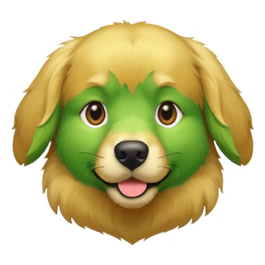 green dog extra furry golden retriever. The dog fur is green. Green is hex code 10462E sticker
