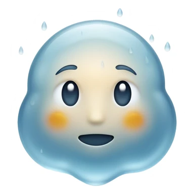 An emoji of foggy condensation on a glass surface. A slightly blurred, misty texture with some clear streaks where fingers have drawn or wiped. Soft, cool-toned colors to represent moisture and fog effect sticker