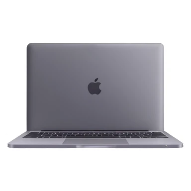 3D illustration of a MacBook laptop, top-down view, metallic finish, realistic details sticker