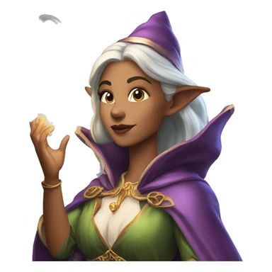 D&D female noble wizard elf casting a spell  sticker