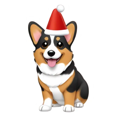 Tri-color corgi Christmas hat  sticker