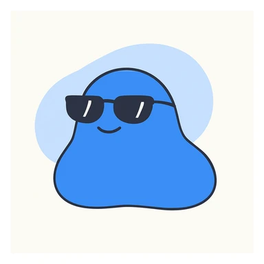 a blue blob with sunglasses sticker