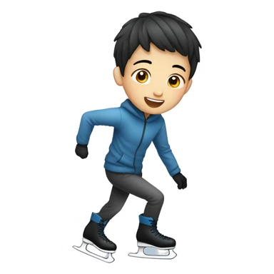 Ice skating boy asian sticker