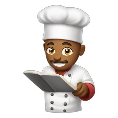 chef reading cooking sticker