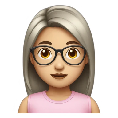 Asian Girl with back hair wearing heart shaped glasses sticker